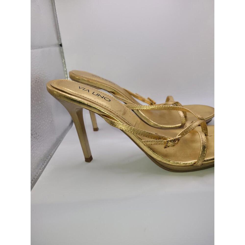Via Uno Gold Strappy Heels Womens Size 9 - Picture 4 of 7